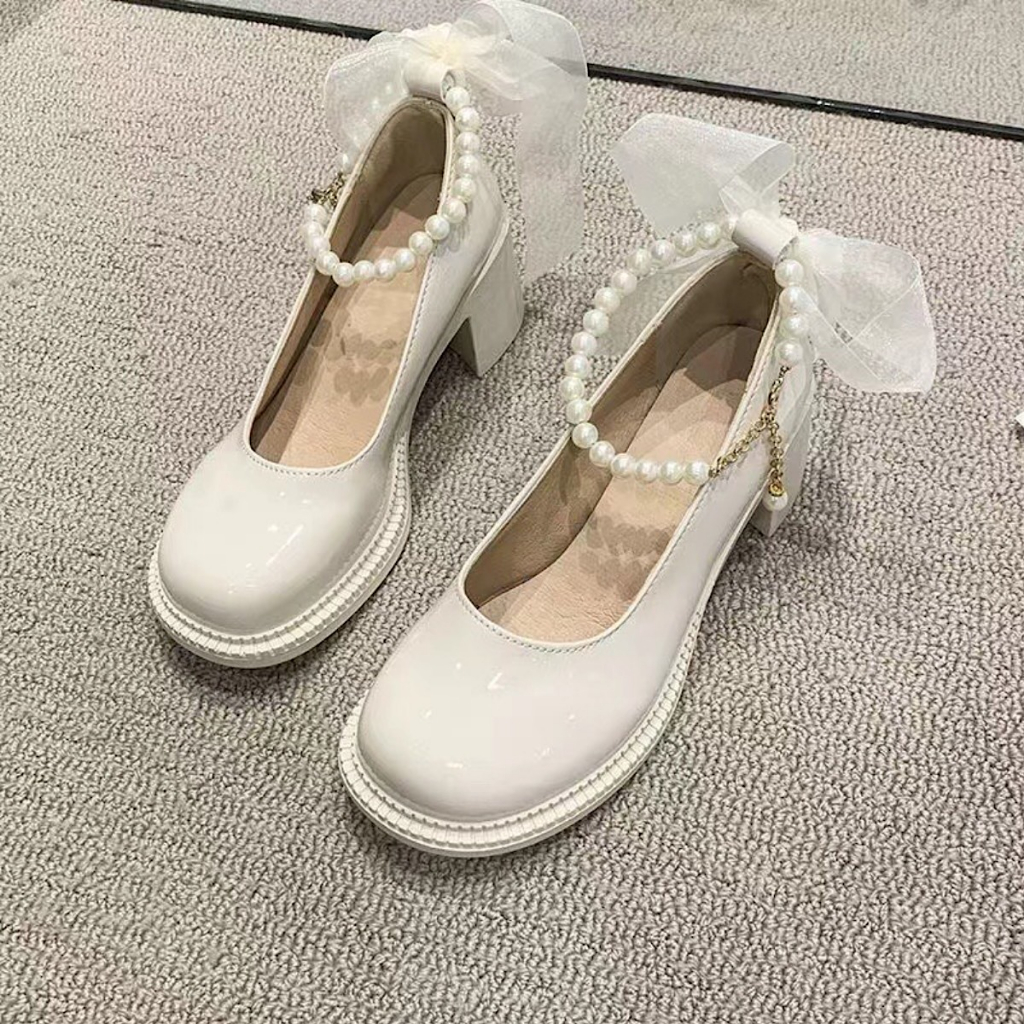 Giầy gót vuông 5p có nơ xinh