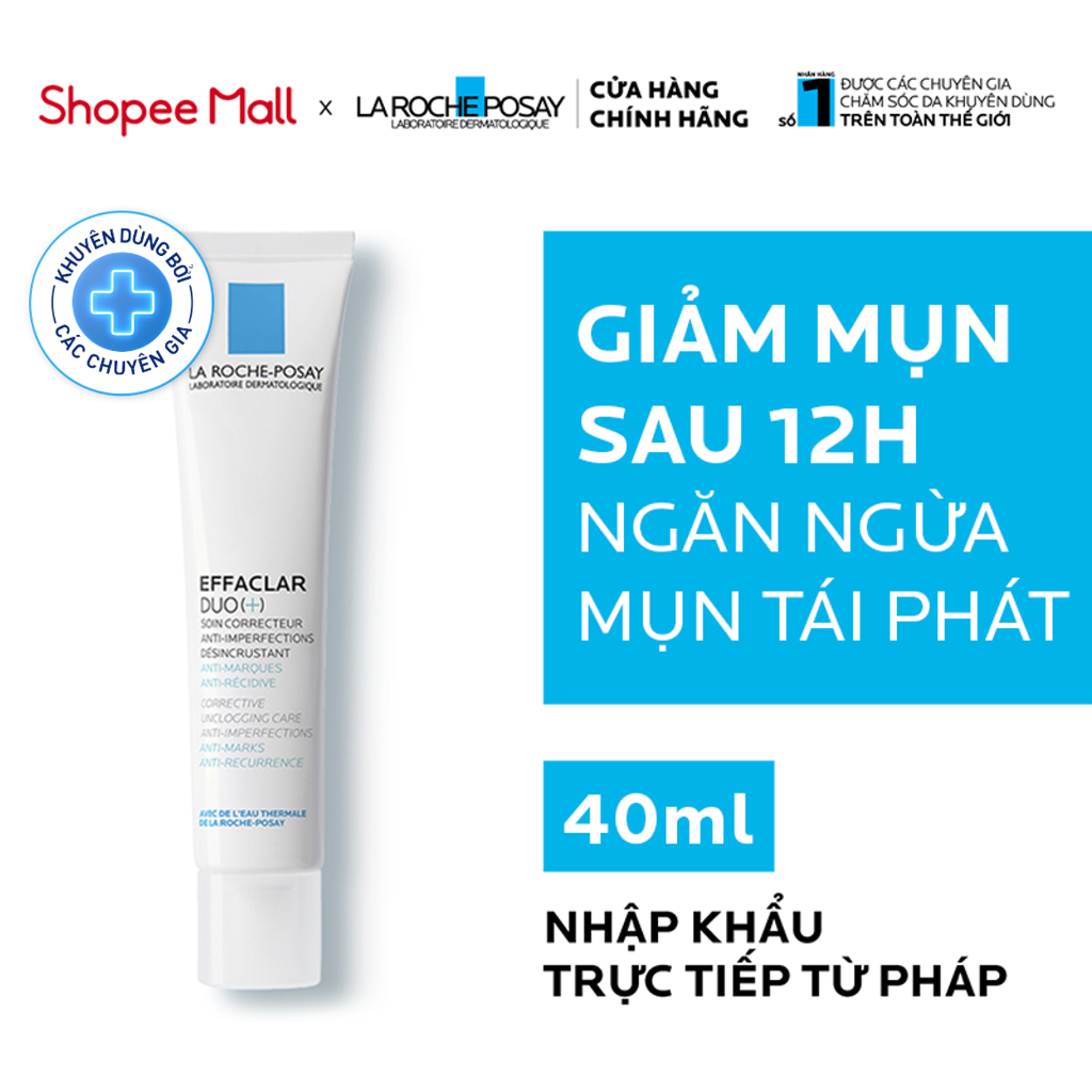 Kem giảm mụn ngăn ngừa vết thâm & mụn tái phát La Roche-Posay Effaclar Duo+ 40ml