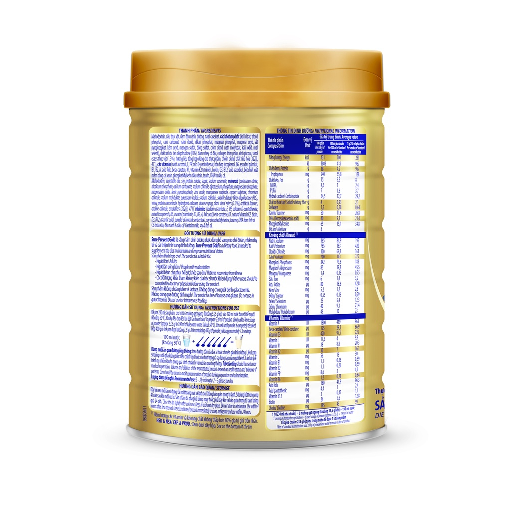 SỮA BỘT VINAMILK SURE PREVENT GOLD 900G