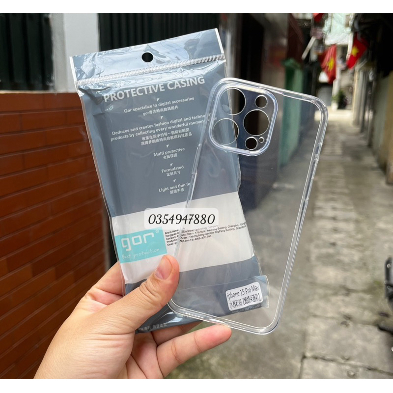 Ốp lưng dẻo GOR Trong bảo vệ camera cho iPhone 15/ 15 Plus/ 15 Pro/ 15 Pro Max silicon ôm sát bảo vệ máy