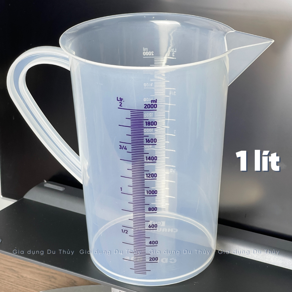Ca đong ml dung tích 1 lít (1000 ml) - 2 lít - 3 lít nhựa PP trong suốt có chia vạch đo đậm rõ dễ nhìn không bị phai số