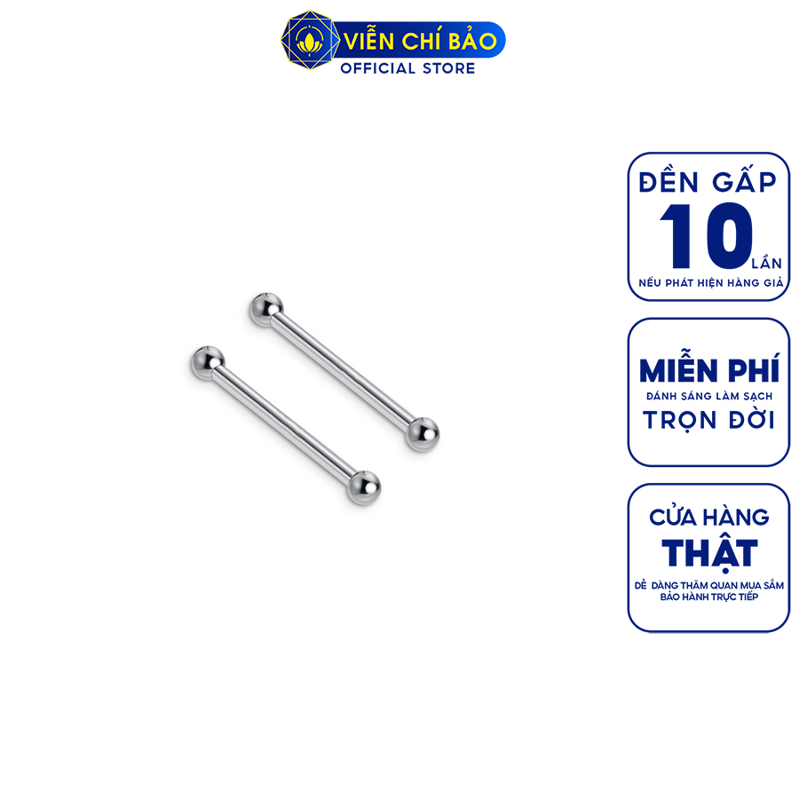 Khuyên tai bạc giữ lỗ unisex hình bi tròn nhỏ chất liệu bạc S925 thời trang phụ kiện trang sức nữ Viễn Chí Bảo B400183