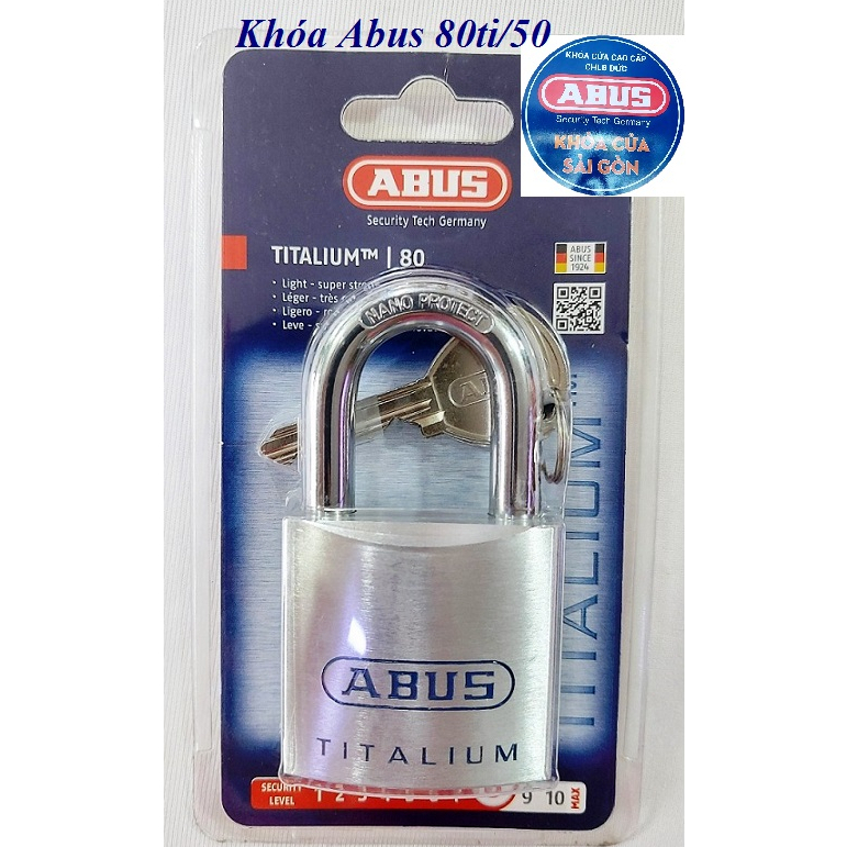 Ổ KHÓA SIÊU NHẸ ABUS TITALIUM 80TI/50