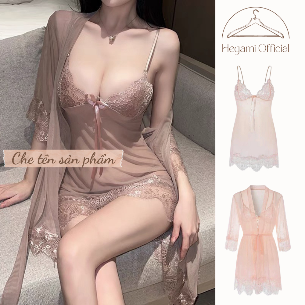 Set Đồ Ngủ Sexy Hegami Kèm Áo Choàng Gợi Cảm Sexy Cho Nữ