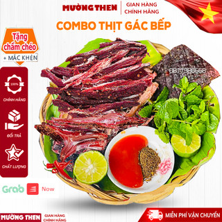 COMBO 200gr Lợn và 200gr Trâu Gác Bếp SAPA (Tặng Chẩm Chéo) Khô Thịt Lợn Sấy Mường Then
