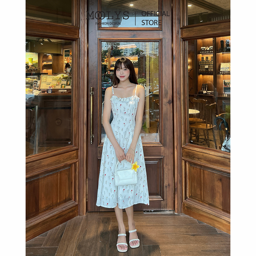 Đầm hai dây dáng dài hoa nhí dễ thương MOOLYS MD029