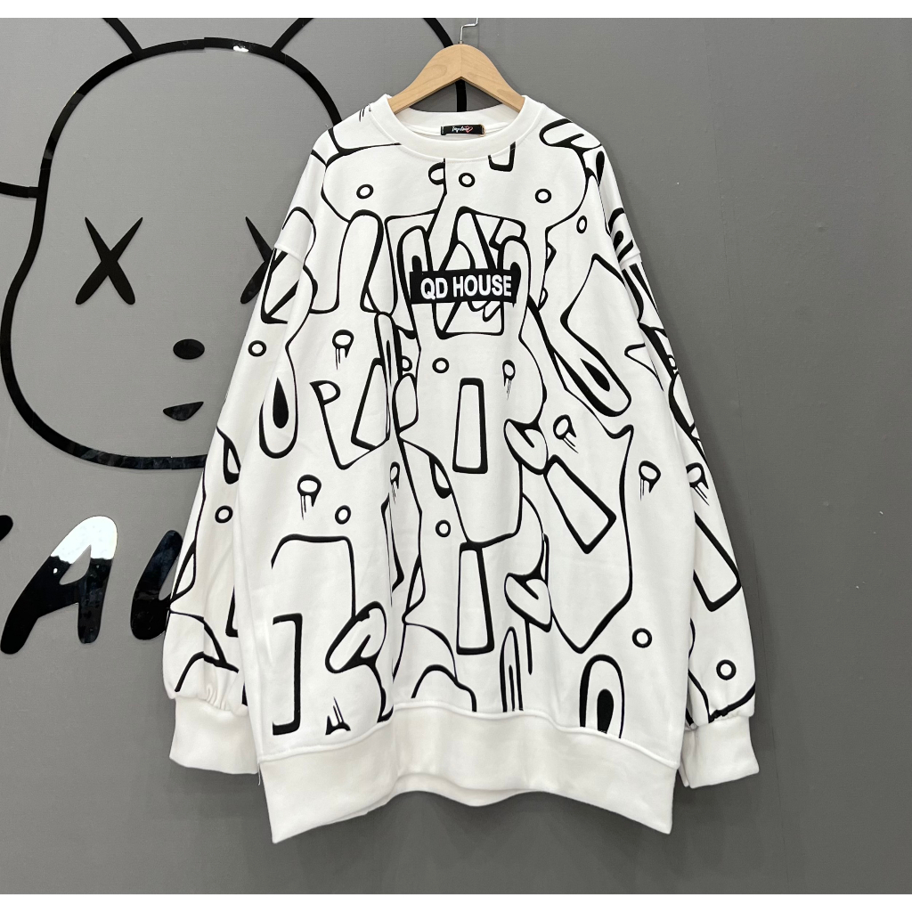 Áo nỉ sweater thỏ xanh, áo nỉ dài tay form rộng