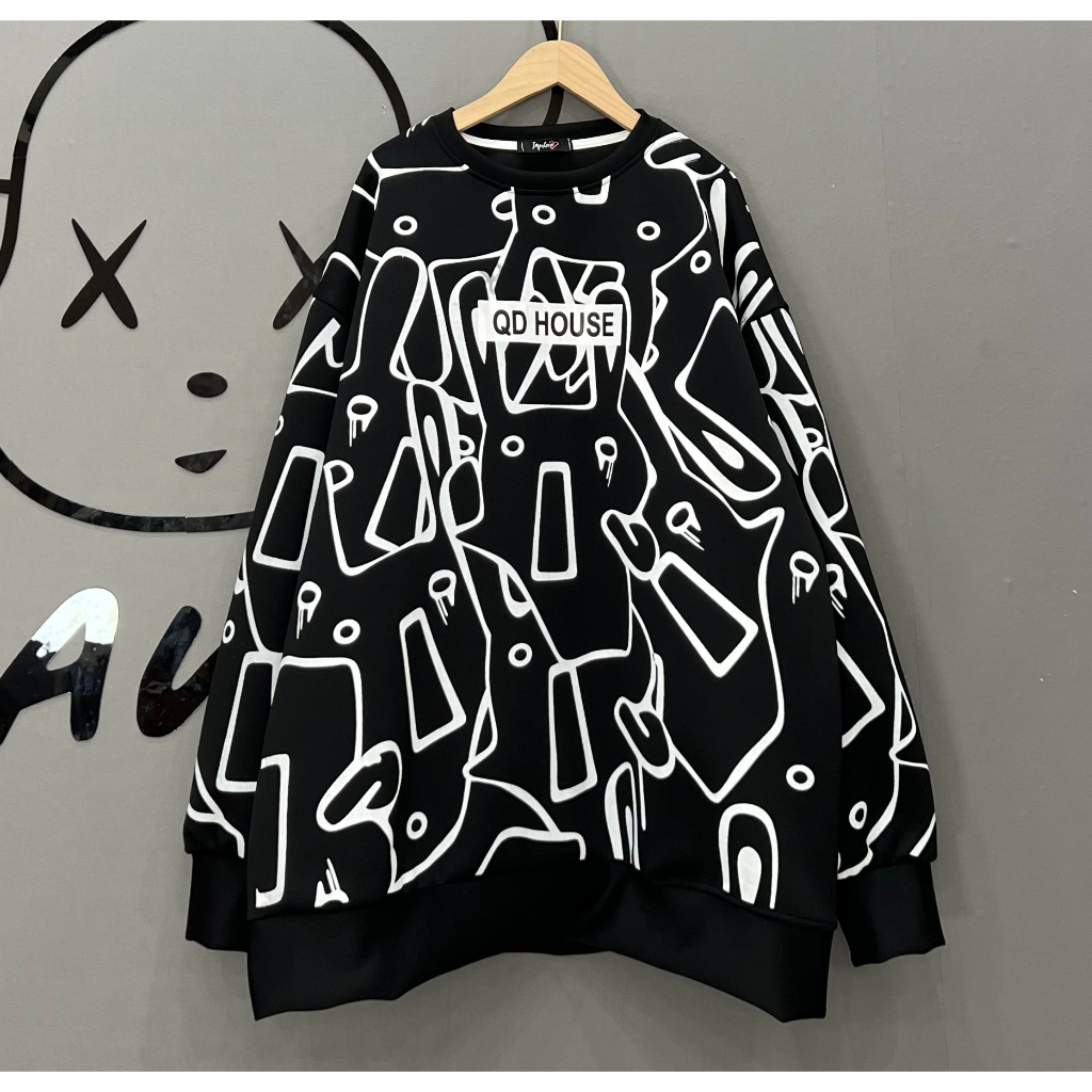 Áo nỉ sweater thỏ xanh, áo nỉ dài tay form rộng