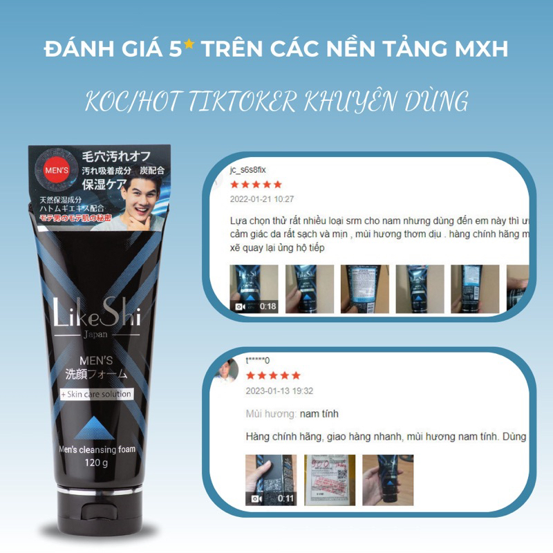 Sữa rửa mặt nam, thải độc, ngăn chặn quá trình lão hóa da hiệu quả, 120g.