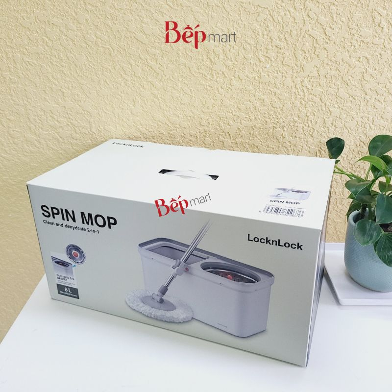 Bộ Cây Lau Nhà Lock&Lock xoay tay ETM440GRY kèm 2 bông lau - bepmart - hàng chính hãng