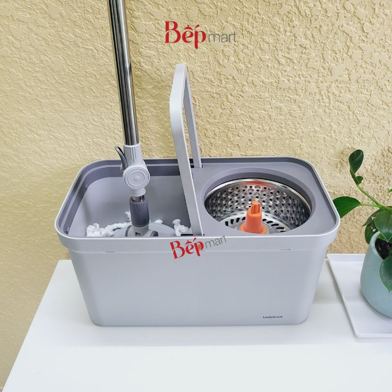 Bộ Cây Lau Nhà Lock&Lock xoay tay ETM440GRY kèm 2 bông lau - bepmart - hàng chính hãng