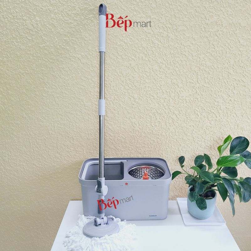 Bộ Cây Lau Nhà Lock&Lock xoay tay ETM440GRY kèm 2 bông lau - bepmart - hàng chính hãng