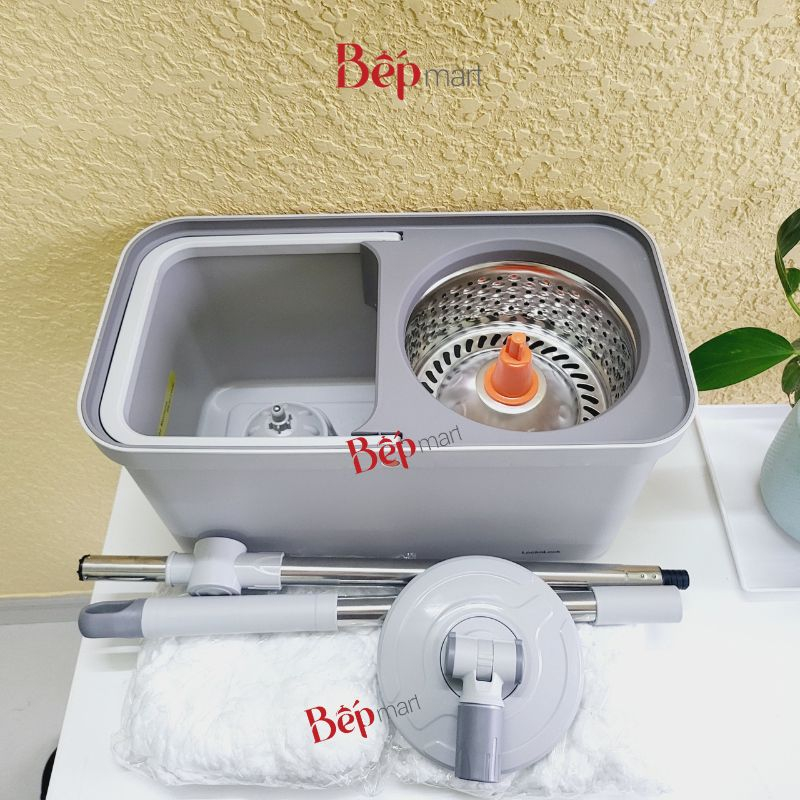 Bộ Cây Lau Nhà Lock&Lock xoay tay ETM440GRY kèm 2 bông lau - bepmart - hàng chính hãng