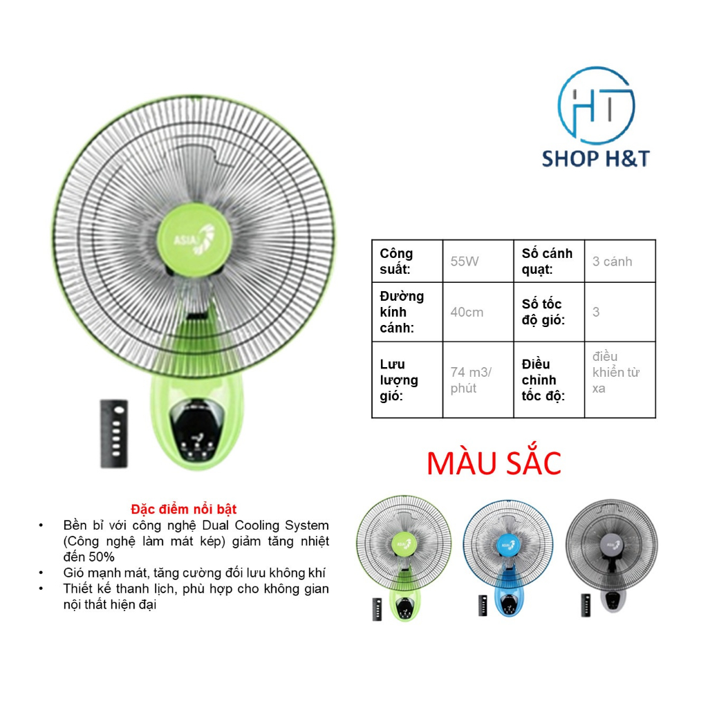 BH 2 năm -Quạt treo điều khiển ASIA  L16019 Tên mới VY377290