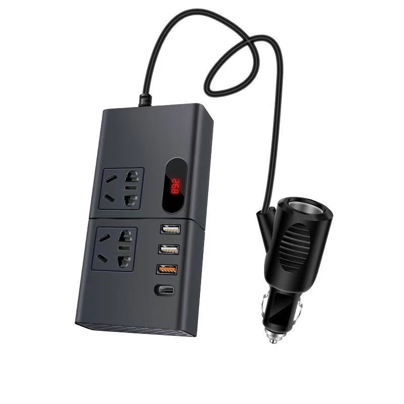 Bộ Biến Tần Nguồn Xe Hơi 200W Bộ Chuyển Đổi Phích Cắm Xe Hơi Mới Bộ Sạc Đầu Ra Bộ Chuyển Đổi Xe Hơi-Biến tần xe hơi