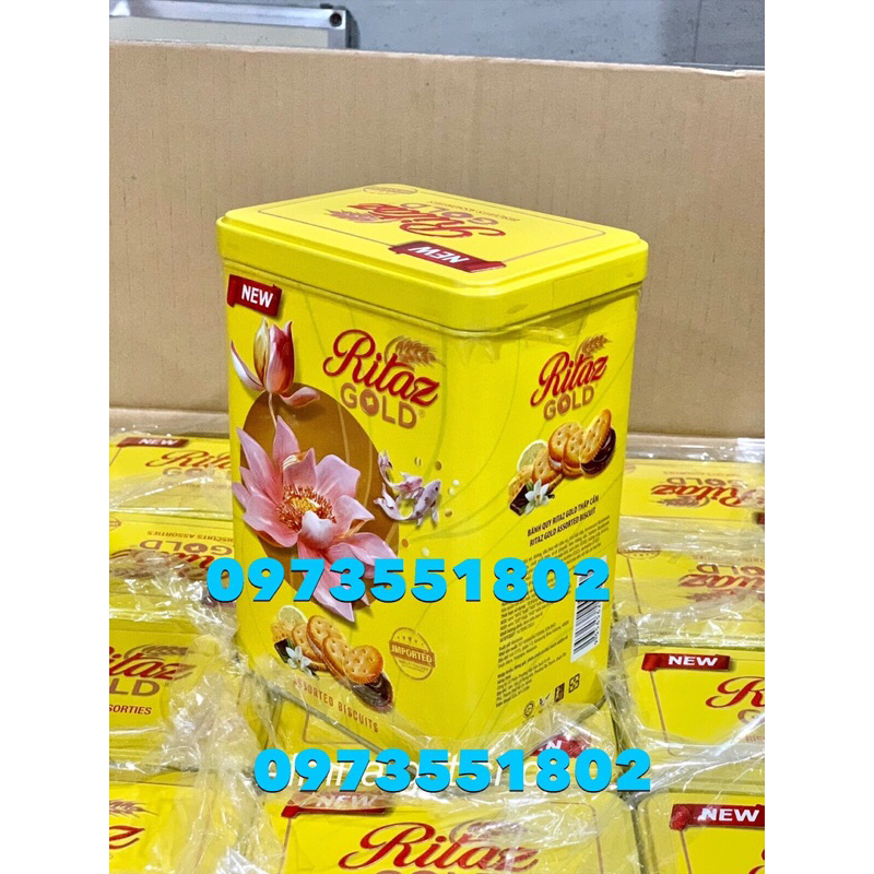 Bánh Ritaz quy bơ rồng vàng, hoa sen, núi phú sĩ, hộp thiếc trụ 180g Malaysia