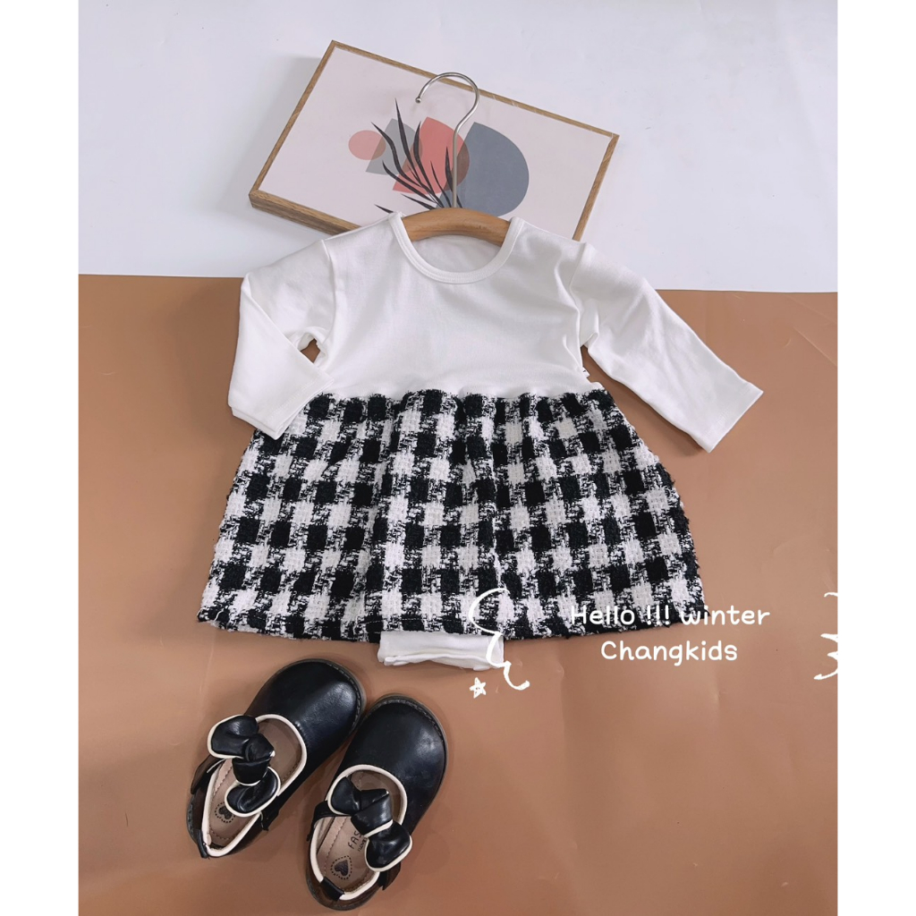 Bộ body dạ + áo khoác cao cấp cho bé gái - B44