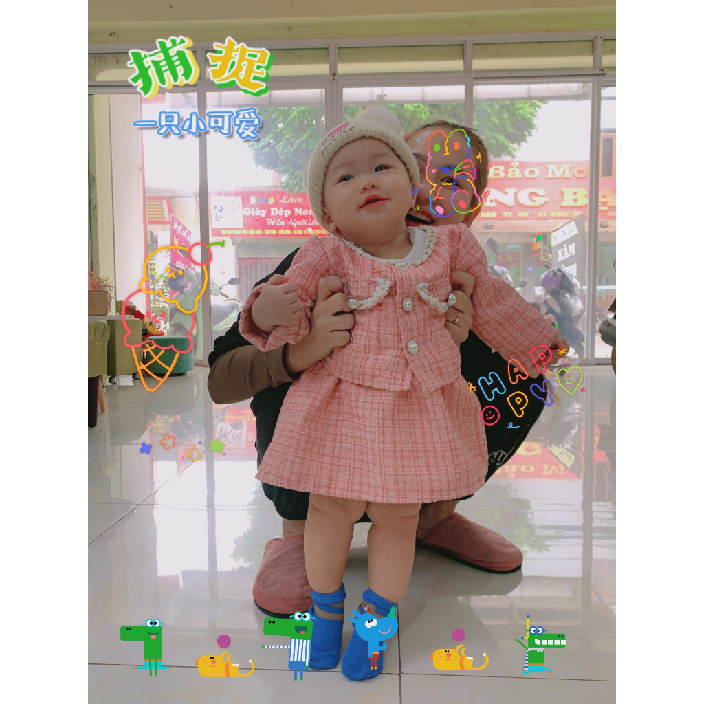 Bộ body dạ + áo khoác cao cấp cho bé gái - B44