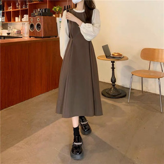 (ORDER) Váy yếm xòe dài mùa thu vintage đơn giản nhẹ nhàng trẻ trung kiểu Pháp