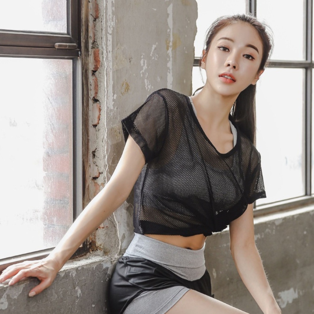 Áo lưới tập gym, yoga, thể thao, chạy bộ nữ Reeta thoáng mát,tôn dáng-A2203