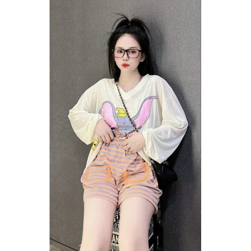 Set đùi tay dài quần short thun tăm có túi