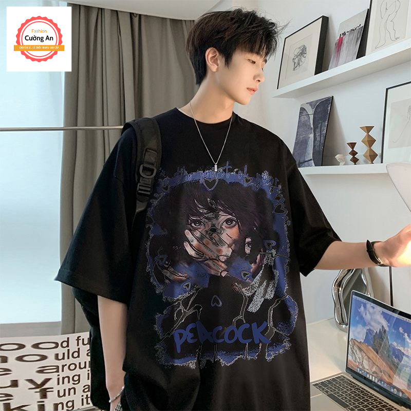 Áo thun nam, áo phông nam tay ngắn, tay lỡ cổ tròn chất cotton dày dặn thoáng mát  ATN050 - Cường An Fashion