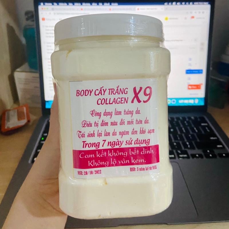 Hủ 1kg body cấy trắng X9 siêu trắng