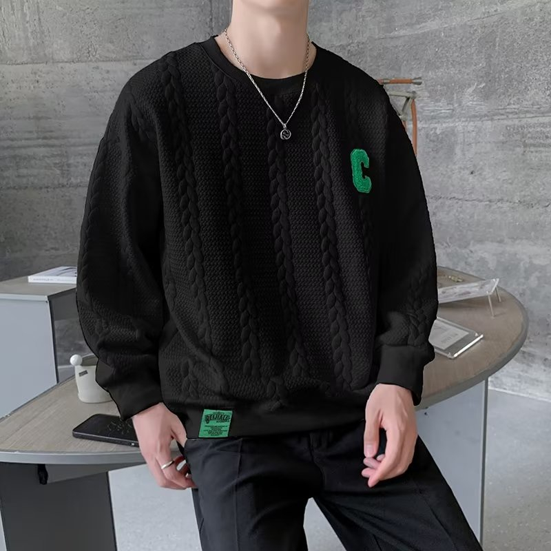 Áo Nỉ Chữ C Sweater Nam Nữ, In Vân Dập Nổi Chất Liệu Nỉ Siêu Ấm - Thu Đông 2023 dorisshop