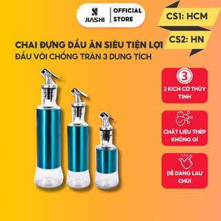 Chai đựng dầu ăn, nước mắm, xì dầu JIASHI đầu vòi chống tràn 3 dung tích thủy tinh cao cấp CDD01