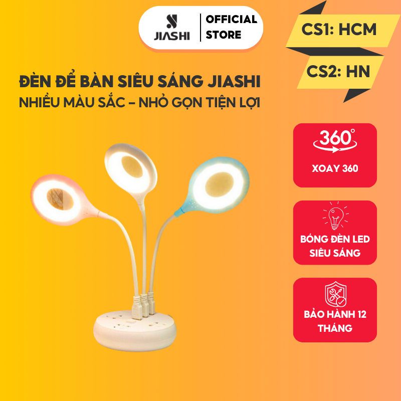 Đèn để bàn xoay JIASHI linh hoạt, để bàn, đa dạng nhiều màu sắc, nhỏ gọn tiện lợi DMN02