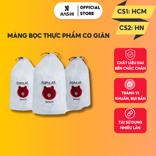 Màng bọc thực phẩm JIASHI có chun co giãn, túi đựng bao gồm 80 màng bọc thực phẩm chắc chắn MBT01