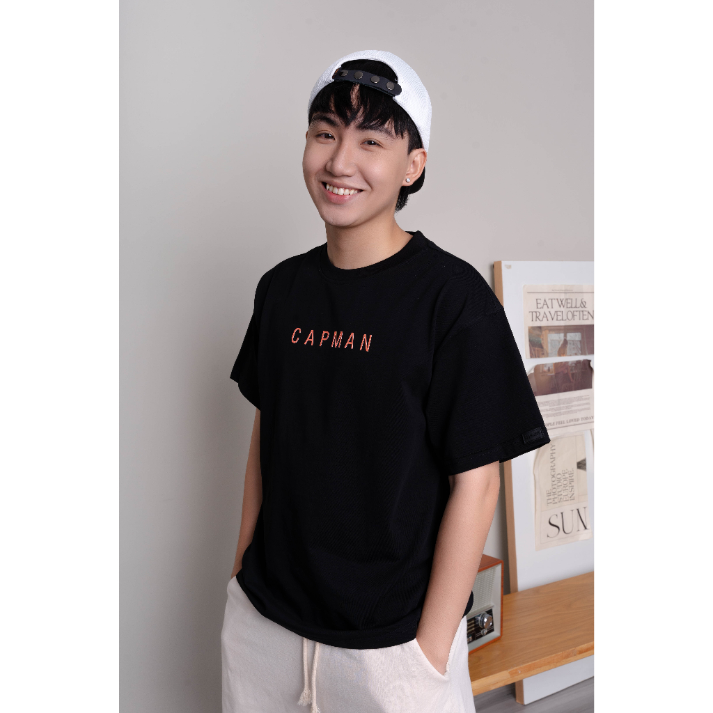 Mũ snapback màu trắng đen CAPMAN lưỡi ngang CM50