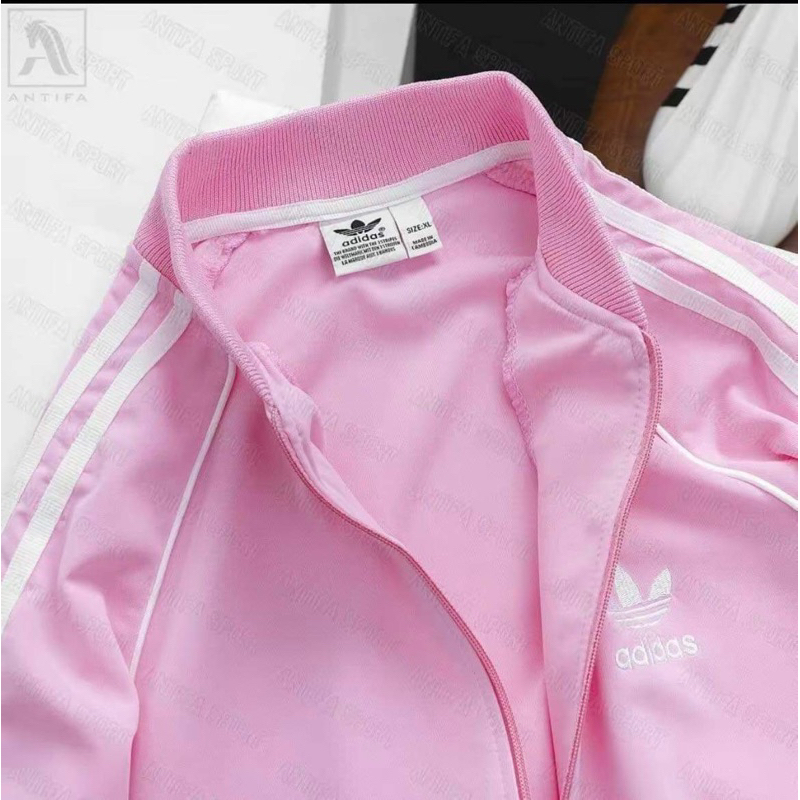 Áo Adidas Hồng 2 Lớp Thể Thao Nam Vải Thun Nỉ Dày Co Giãn Áo Khoác Das Đủ Màu Hồng Ghi Đen Xanh 3 Sọc kẻ Trắng