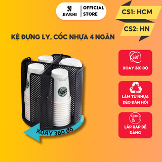 Kệ đựng ly, cốc nhựa chia ngăn xoay 360 độ, Kệ ly nhựa, đựng trà sữa chất liệu nhựa PS cao cấp GDL01