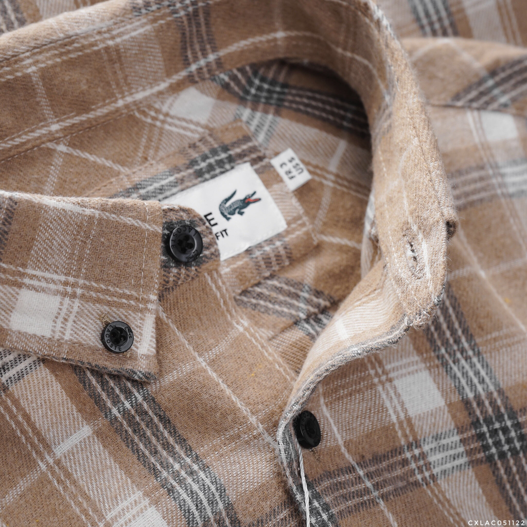 Áo Sơ Mi Caro Nam Tay Dài Flannel LACOSTE CÁ XANH Vải Dạ Nhẹ Mềm Mại Form SlimFit Hàng Xịn Chuẩn Hãng Có Big size