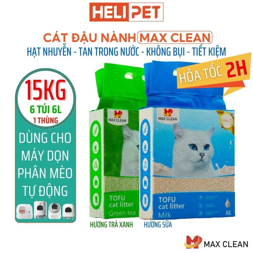 [1 THÙNG 6 BỊCH] Cát Đậu Nành Max Clean Cát Tofu Vệ Sinh Cao Cấp Cho Mèo Siêu Vón Cục Không Bụi