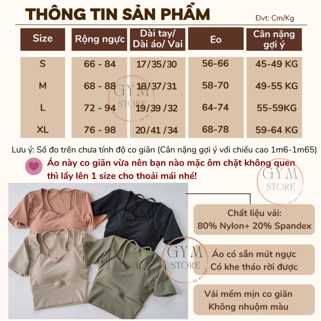 Áo Thun Tập Gym Yoga Croptop Ôm Body 𝐂𝐎́ 𝐌𝐔́𝐓 Thể Thao Nữ Thun Softy Mềm Mịn Siêu Thoáng Mát Tôn Dáng GYMSTORE 279