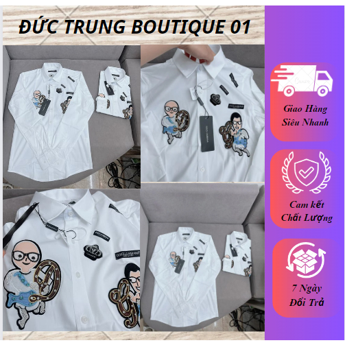 Sơ Mi Đê Gờ Phối Họa Tiết Thêu Hoạt Hình HOTREND 2023