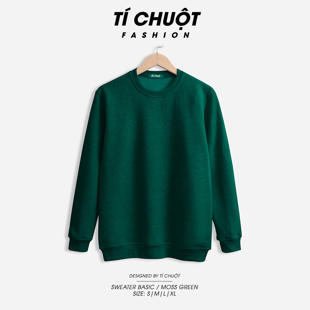 Áo sweater trơn nam nữ form rộng local brand, áo tay dài Ti:out unisex nỉ bông 100% dày dặn bo chun - Tí Chuột Fashion
