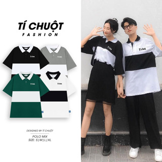 [Nhập THOITOI20 Giảm 20%] Áo polo sọc ngang nam nữ, Áo cổ bẻ phối kẻ sọc unisex tay lỡ form rộng