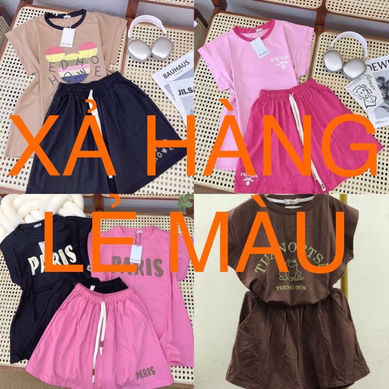 Set bộ cotton tàu mịn áo tay hến mix quần legging nữ hàng Quảng Châu form vừa, đồ bộ nữ mặc nhà hè