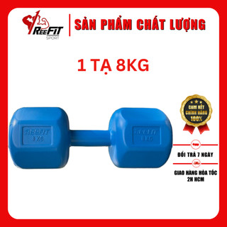 Tạ tay nhựa bát giác Reefit 8kg màu xanh có ruột