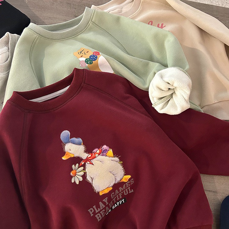 Áo Nỉ Lót Lông Nhiều Hình Xinh Xắn - Hãng Ambbkids Bé Gái