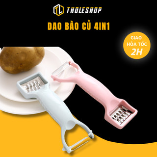 Dao Bào Gọt Vỏ, Nạo Sợi Củ Quả 2 Đầu 4in1 Đa Năng, Mài Tỏi Tholeshop 5808