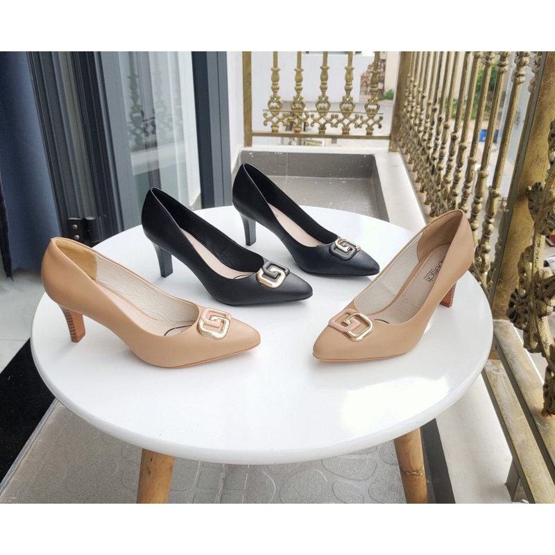 Giày cao gót da thật mẫu khoá đôi