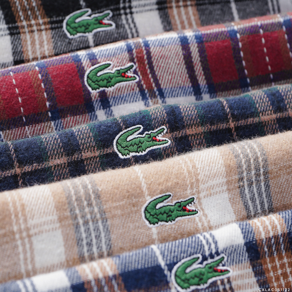 Áo sơ mi Nam dài tay Flannel Vải Dạ LACOSTE êm mềm Form Slim Fit Tôn Dáng Hàng Xịn đúng hãng Có Big size Cao Cấp Dolamen