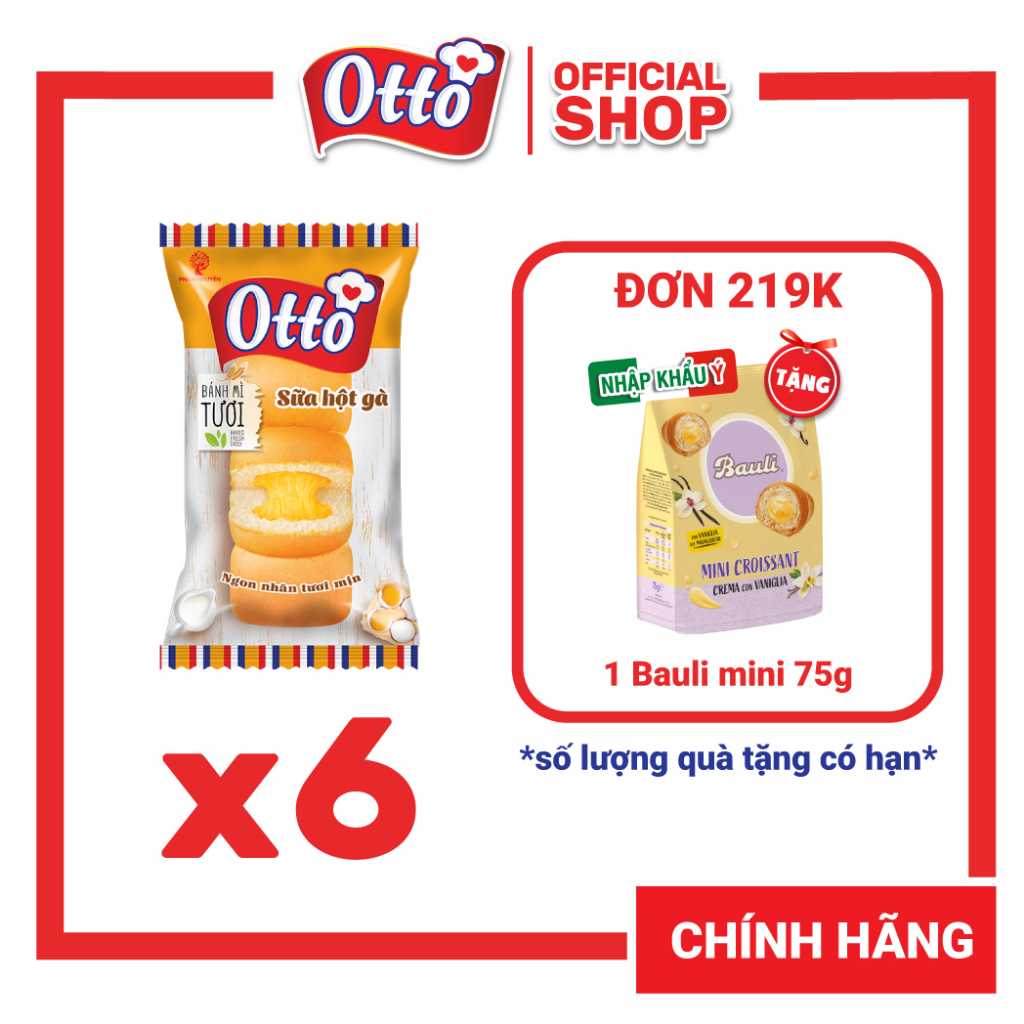 [DATE SIÊU MỚI] Combo 6 Gói Bánh Mì Otto TƯƠI Nhân Kem 90g | Bánh ăn sáng tiện lợi | Bánh mì tươi | Đồ ăn vặt