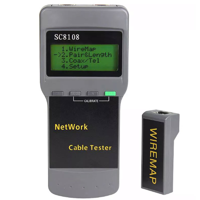 Máy Kiểm Tra Cáp Mạng Màn Hình LCD SC8108 Máy Kiểm Tra Cáp Điện Thoại CAT5 RJ45 LAN Không Dây Đa Năng