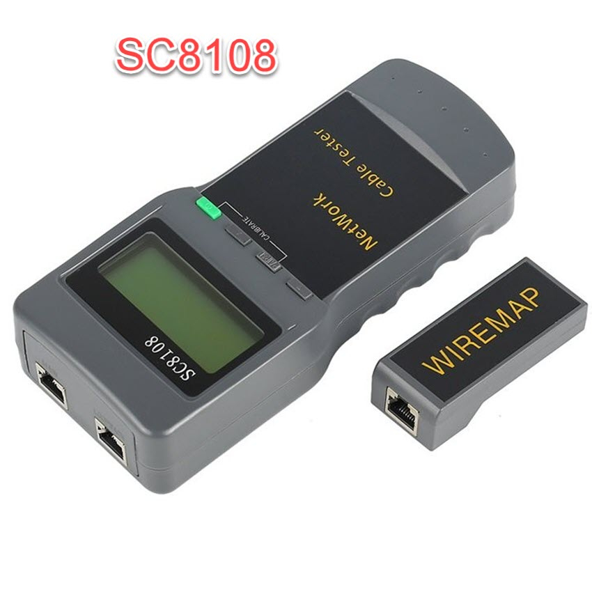 Máy Kiểm Tra Cáp Mạng Màn Hình LCD SC8108 Máy Kiểm Tra Cáp Điện Thoại CAT5 RJ45 LAN Không Dây Đa Năng