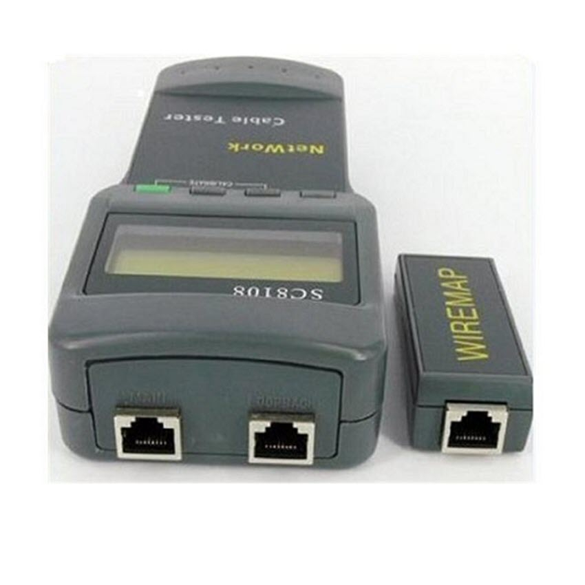 Máy Kiểm Tra Cáp Mạng Màn Hình LCD SC8108 Máy Kiểm Tra Cáp Điện Thoại CAT5 RJ45 LAN Không Dây Đa Năng